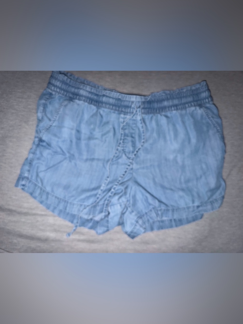 LOFT Outlet Chambray Drawstring Pull On Shorts Light Wash Blue